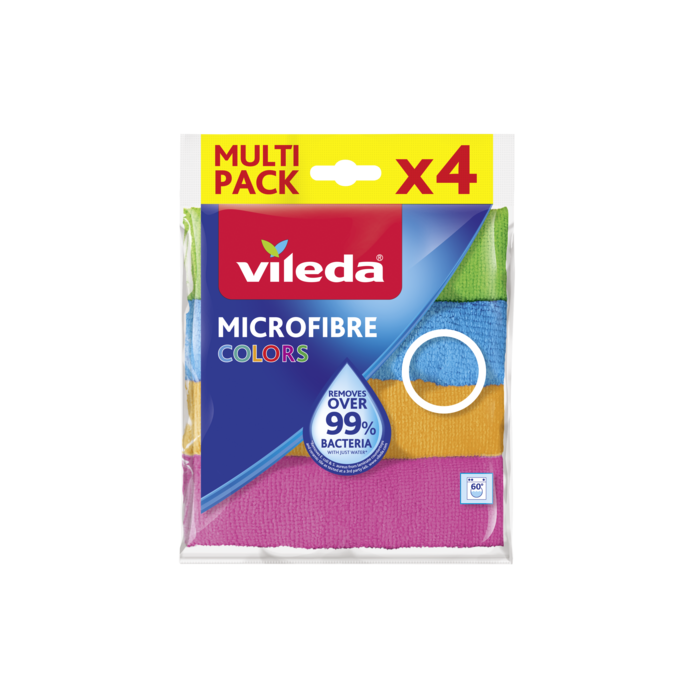 Vileda Microfibres recyclées 100% microfibre, 3 lavettes fabriquées à  partir de bouteilles en PET recyclées, Multicolore